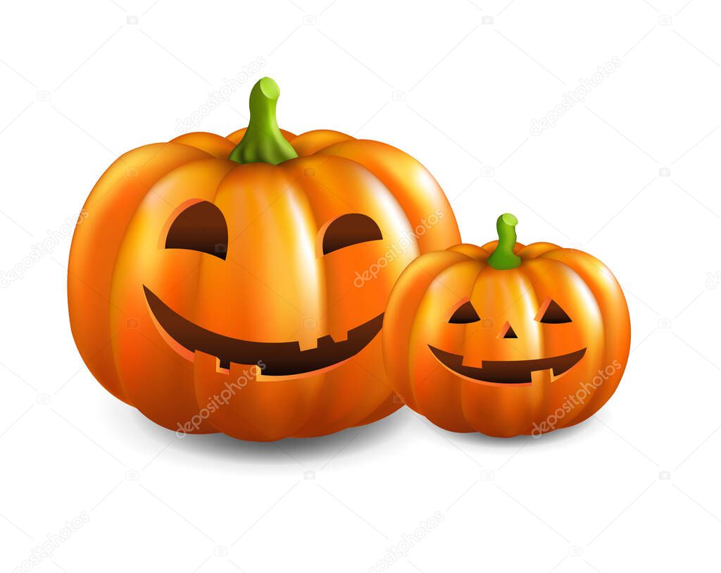 Two Pumpkins Isolated White Background