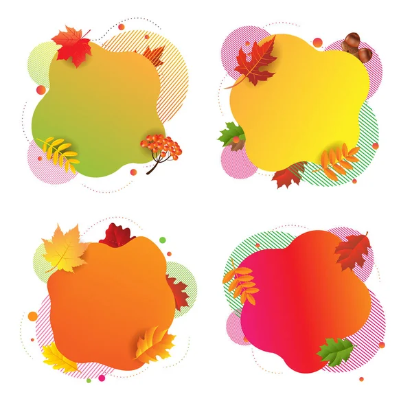 Autumn Happy Halloween Banner With Leaves White Background — Stock Vector