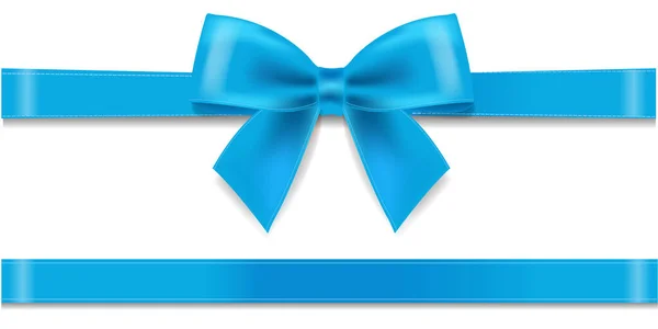 Blue Silk Ribbon Bow White Background Gradient Mesh Vector Illustration — стоковий вектор