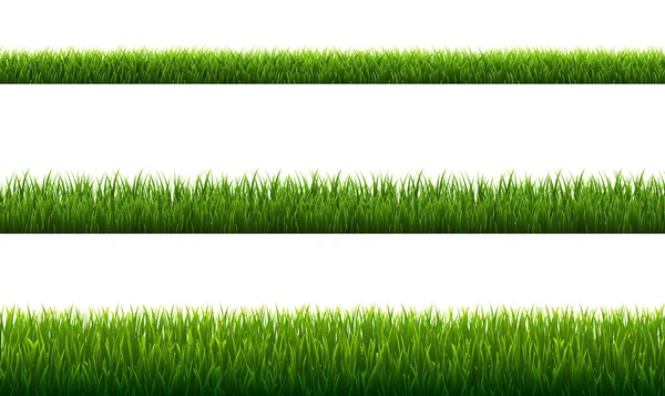 Set Vert Herbe Frontières fond blanc — Image vectorielle