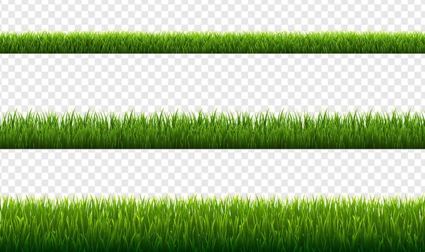 Set Green Grass Borders Transparenter Hintergrund — Stockvektor