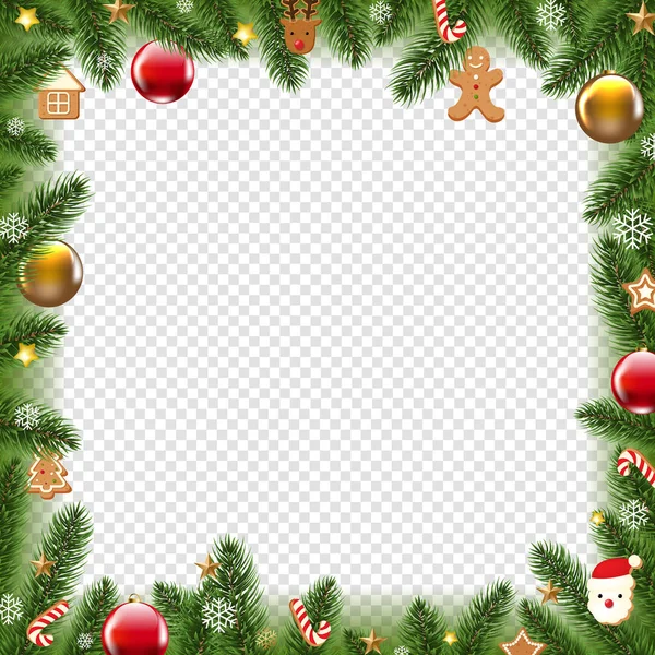 Vánoční hraniční vánoční pohlednice Průhledné pozadí — Stockový vektor