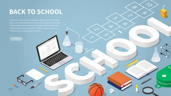 Okul izometrik çizimde başa