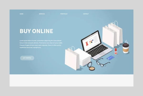 Online nákup a dodání ilustrace — Stockový vektor