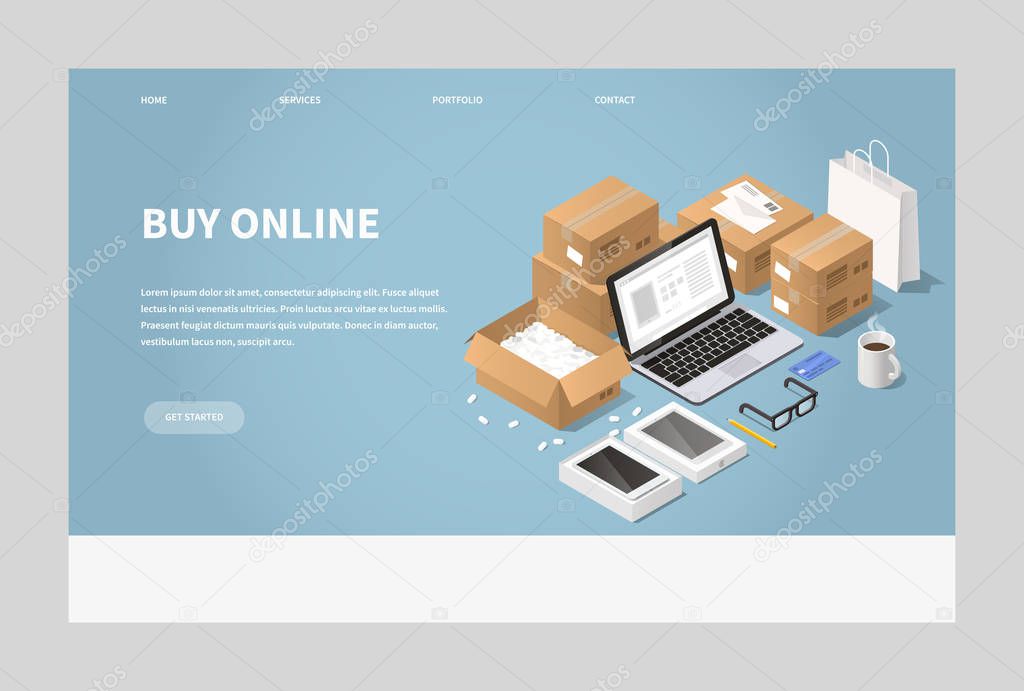 Online Shopping and Delivery Illustration