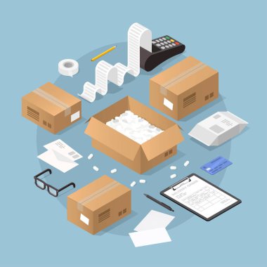 Online satın alma ve teslim illüstrasyon