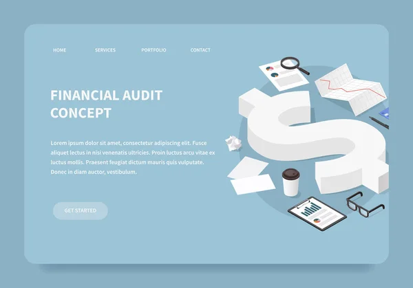 Concepto de Landing Page financiera isométrica — Archivo Imágenes Vectoriales