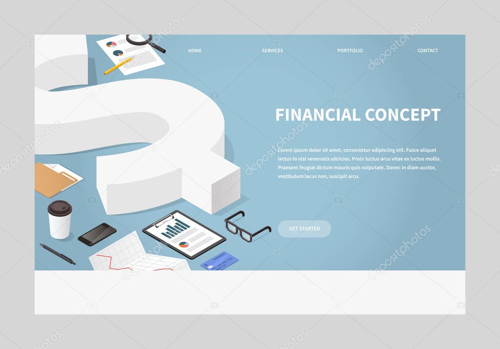 Isometric Financial Landing Page Concept