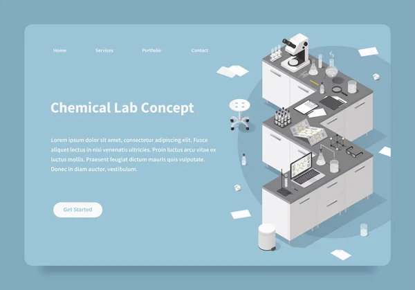 Pagina di atterraggio del concetto del laboratorio chimico — Vettoriale Stock