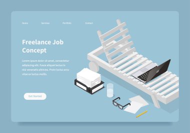 Evden Çalışmalar Isometric Illustration