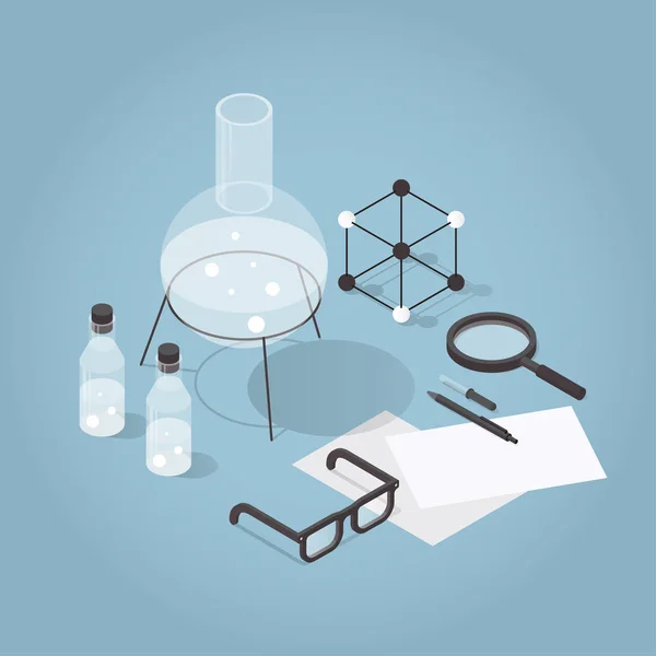 Izometrická chemická laboratoř ilustrace — Stockový vektor