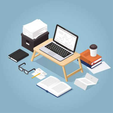 Evden Çalışmalar Isometric Illustration