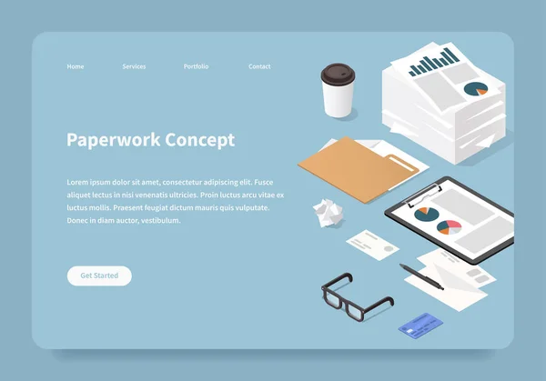 Paperwork Concepto de Landing Page — Vector de stock