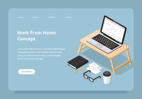 Σελίδα προορισμού εργασίας από το Home Concept — Διανυσματικό Αρχείο