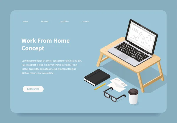 Trabajo desde casa Concepto Landing Page — Vector de stock