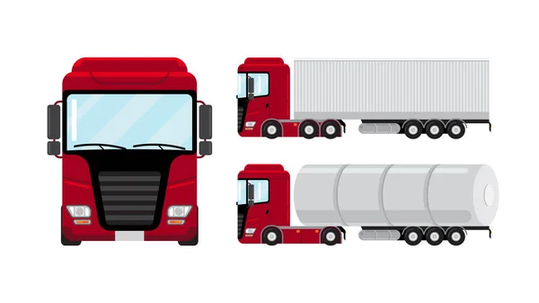 白色背景的平面矢量红色卡车 — 图库矢量图片