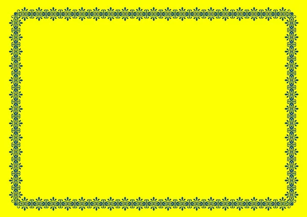 しっかりとした背景にパターンを持つフレーム 水平方向のフレーム 黄色の背景 — ストック写真