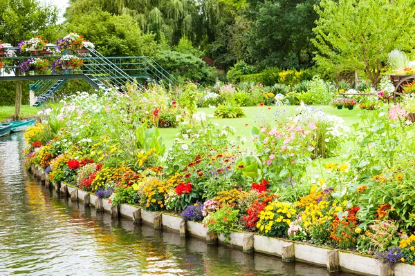 Bloemrijke Tuinen Van Alle Kleuren Drijvend Het Voorjaar Tussen Grachten — Stockfoto