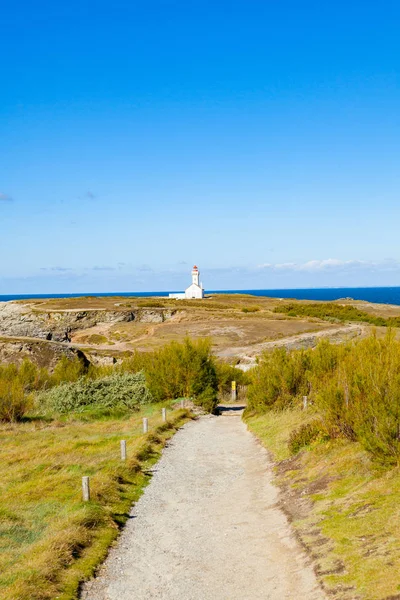 Der Leuchtturm "poulains" der berühmten Insel belle ile en mer — Stockfoto