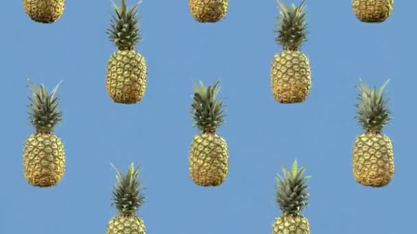 Sweet Pineapples Slowly Falling Looped Animation Motion Background — Stock Video