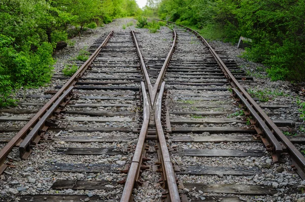 Attraversamento Due Vecchie Ferrovie Legno — Foto Stock