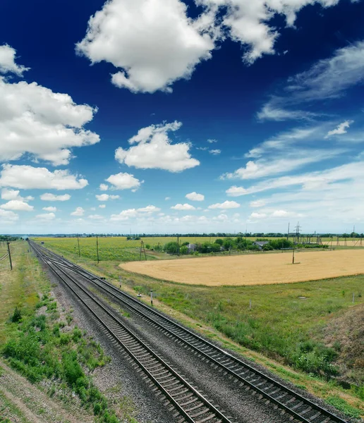 Railroad Horizon Blue Sky Clouds — Stock Photo, Image
