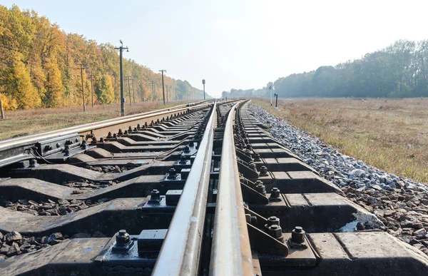 Due Ferrovie Primo Piano Autunno — Foto Stock