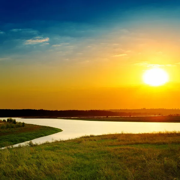 Coucher Soleil Lumineux Sur Rivière — Photo