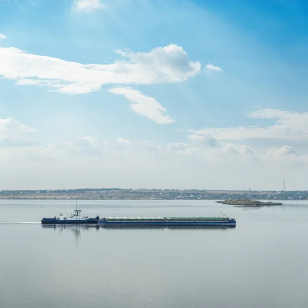 Barges Boat River Clouds Blue Sky — Stock Photo, Image