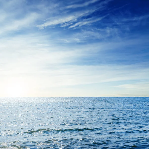 Solnedgång Blå Himmel Över Havet — Stockfoto