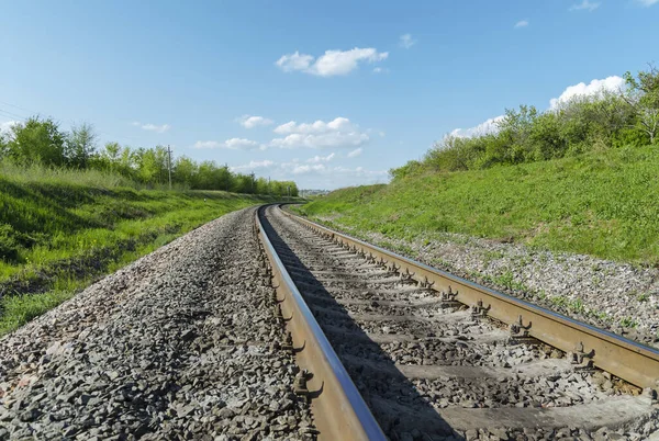 Primer Plano Del Ferrocarril Horizonte Paisaje Verde —  Fotos de Stock