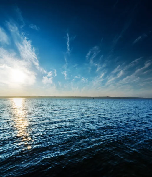 Blue Water River Sunset Clouds — Stock Photo, Image