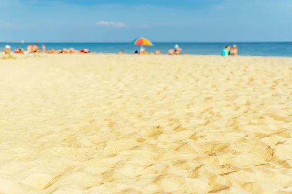 Areia Praia Céu Azul Foco Suave Parte Inferior Imagem — Fotografia de Stock