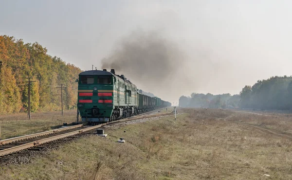 Old Locomotive Smoke Pollution Railway — Stock Photo, Image