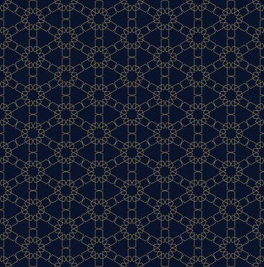 Otantik Arap tarzında kusursuz bir desen. Koyu arkaplan üzerinde altın geometrik süs.