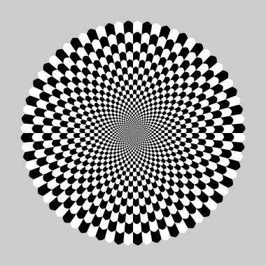 Geometrik optik illüzyon. beyaz ve siyah daire deseni