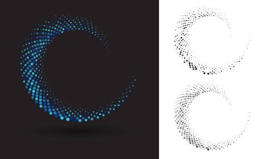 İkon ya da arkaplan olarak yarım ton. Logo veya amblem olarak noktaları olan soyut vektör çemberi çerçevesi. Tasarımınız için beyaz arkaplanda çember sınırı izole edildi.