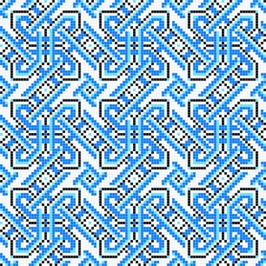 İşlemeli eski el yapımı çapraz dikişli etnik Ukrayna deseni. Süslü Ukrayna havlusu. Vektör olarak Rushnyk biçimi