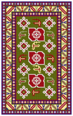 İşlemeli eski el yapımı çapraz dikişli etnik Ukrayna deseni. Süslü Ukrayna havlusu. Vektör olarak Rushnyk biçimi