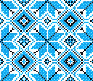 İşlemeli eski el yapımı çapraz dikişli etnik Ukrayna deseni. Süslü Ukrayna havlusu. Vektör olarak Rushnyk biçimi