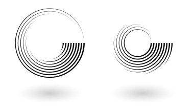 Soyut yarım ton çizgileri kümesi arka plan. Vektör geometrik yuvarlak desen.