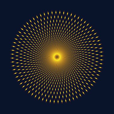 Yarım ton daire çerçeve, soyut logo amblemi tasarım unsuru herhangi bir proje için. Sarı kenarlı ikon. Vektör EPS10 illüstrasyonu. Güneş gibi soyut vektör arkaplanı.