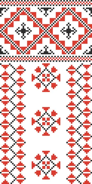 Geborduurd Oude Handgemaakte Cross Stitch Etnische Oekraïne Patroon Oekraïense Handdoek — Stockvector