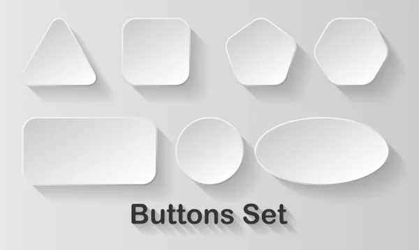 Ensemble Blanc Vecteurs Boutons Arrondis Interface Badge Bannière Bouton Pour — Image vectorielle