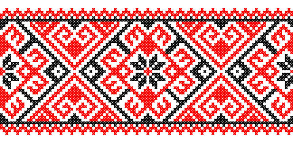 Вышитое старое ручное сшивание этнической Украины. Украинское полотенце с орнаментом. Рушникский стиль в векторе