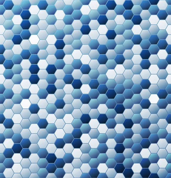青い色の抽象的な背景と六角形 — ストックベクタ