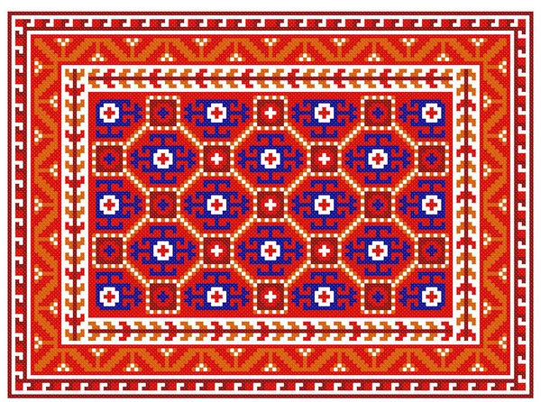 İşlemeli eski el yapımı çapraz dikişli etnik Ukrayna deseni. Süslü Ukrayna havlusu. Vektör olarak Rushnyk biçimi