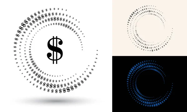 Signo Dólar Semitono Forma Círculo Logo Redondo Icono Marco Vectorial — Archivo Imágenes Vectoriales