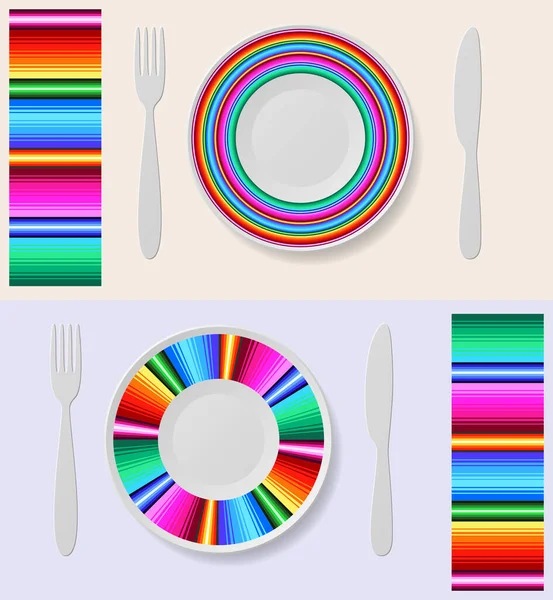 Vector Illustration Set Colored Tableware Theme — Stock Vector