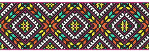 embroidered old handmade cross-stitch ethnic Ukraine pattern. Ukrainian towel with ornament. Rushnyk style in vector